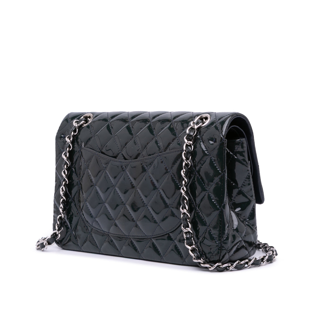 Medium Classic Patent Double Flap Blue - Gaby Paris