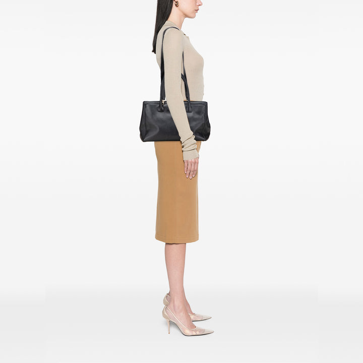 Medium Calfskin Executive Cerf Tote Black - Gaby Paris