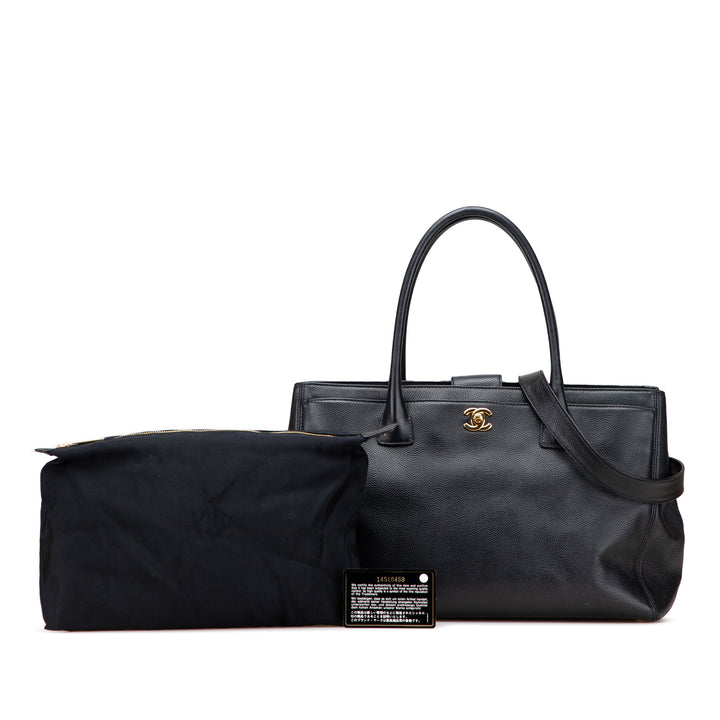 Medium Calfskin Executive Cerf Tote Black - Gaby Paris