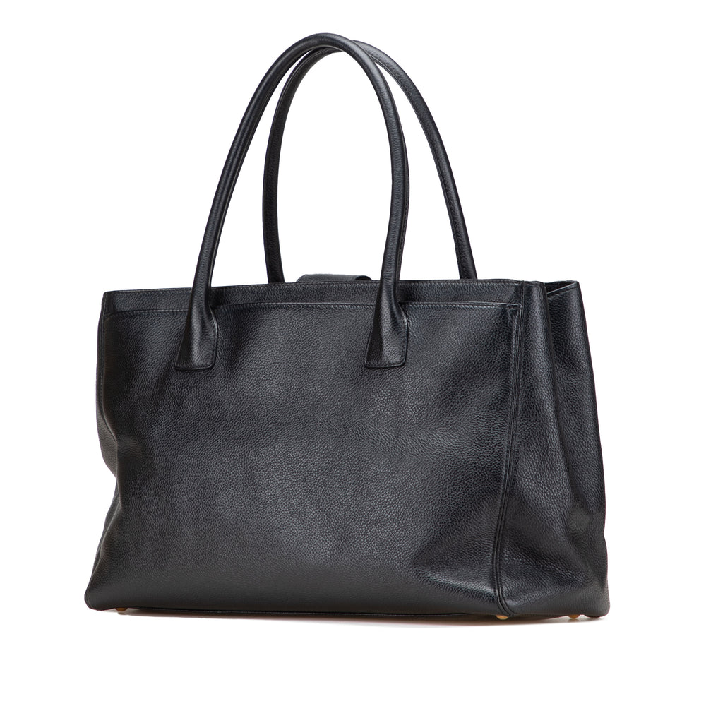 Medium Calfskin Executive Cerf Tote Black - Gaby Paris