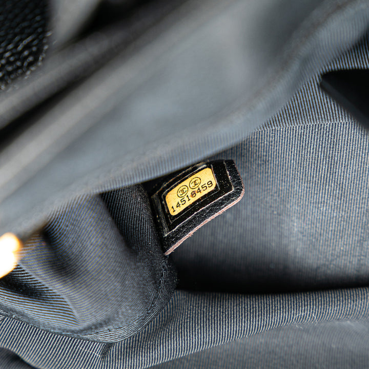 Medium Calfskin Executive Cerf Tote Black - Gaby Paris