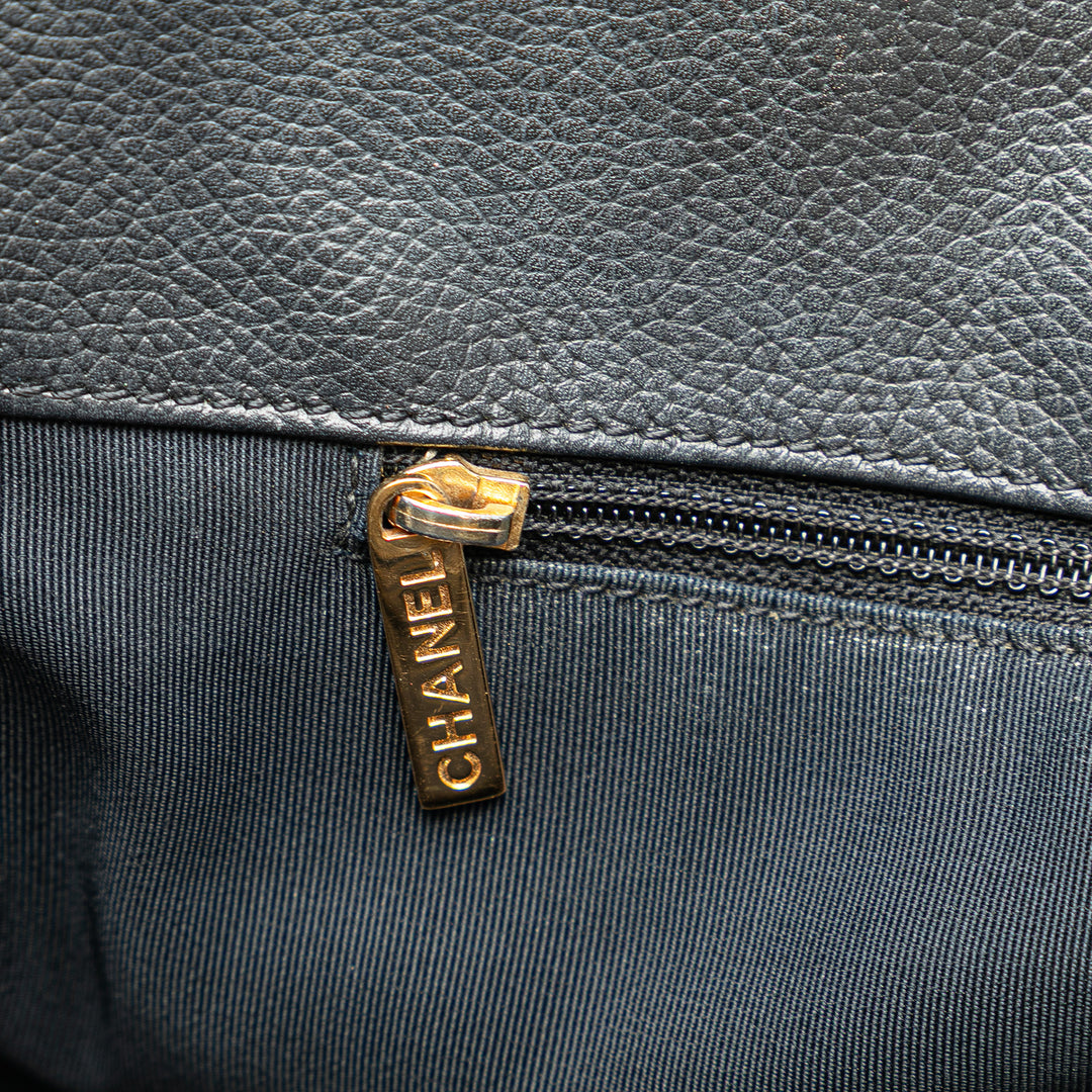 Medium Calfskin Executive Cerf Tote Black - Gaby Paris