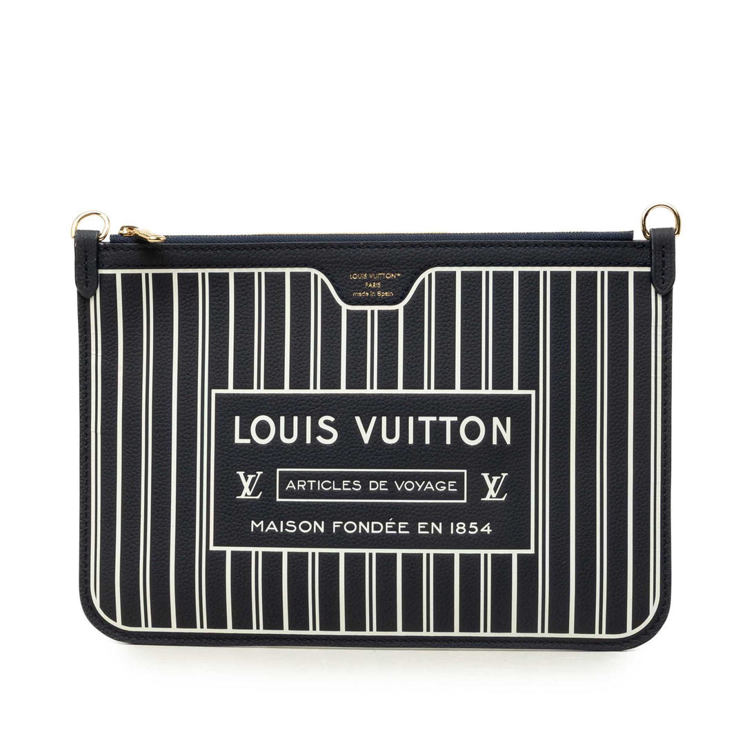 Louis Vuitton Pochette Neverfull Inside Out MM Cuir de veau Bleu – vue principale – GABY PARIS