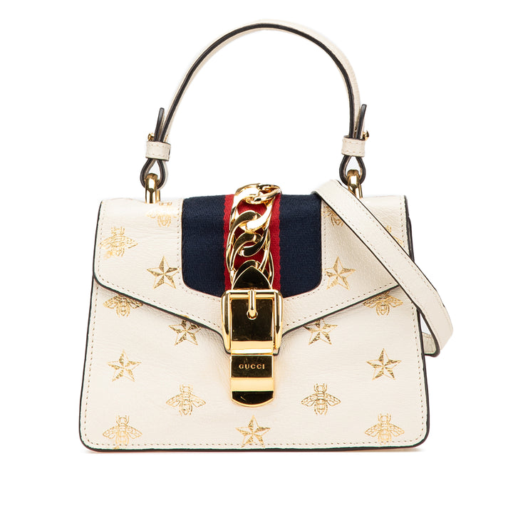Mini Calfskin Bee Star Sylvie Satchel White - Gaby Paris