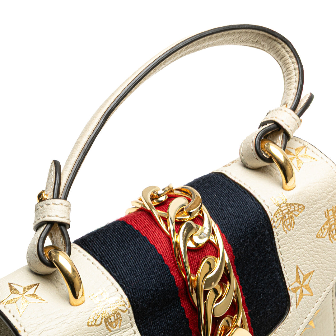 Mini Calfskin Bee Star Sylvie Satchel White - Gaby Paris