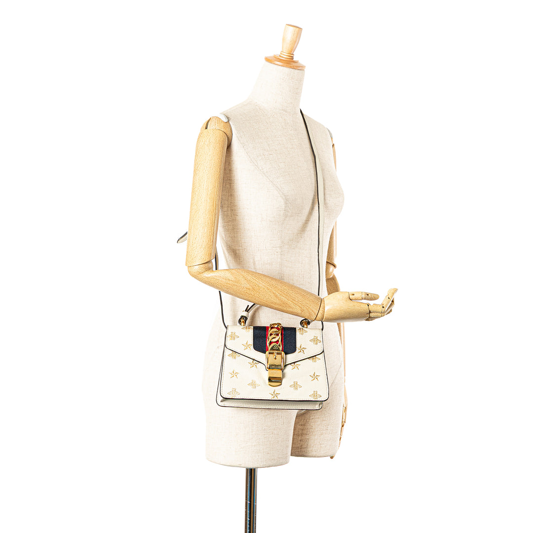 Mini Calfskin Bee Star Sylvie Satchel White - Gaby Paris