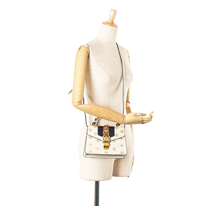 Mini Calfskin Bee Star Sylvie Satchel White - Gaby Paris