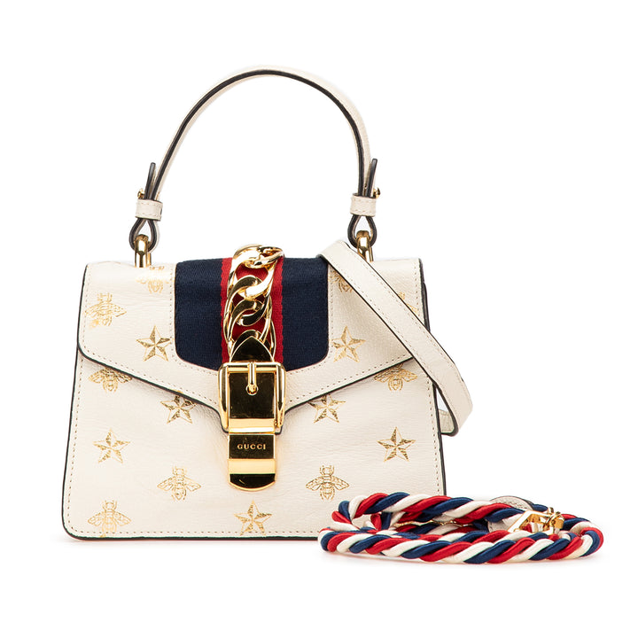 Mini Calfskin Bee Star Sylvie Satchel White - Gaby Paris