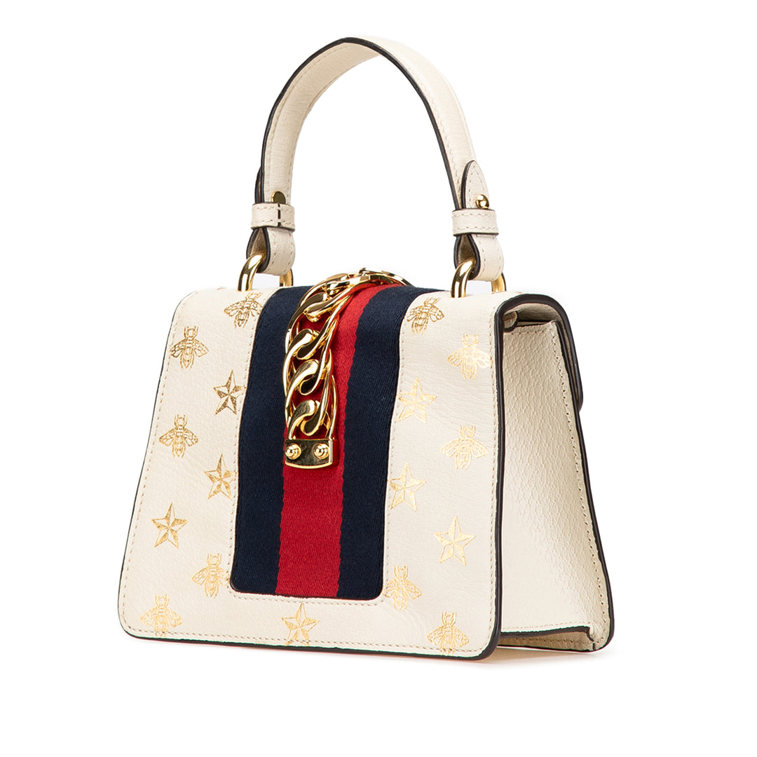 Mini Calfskin Bee Star Sylvie Satchel White - Gaby Paris