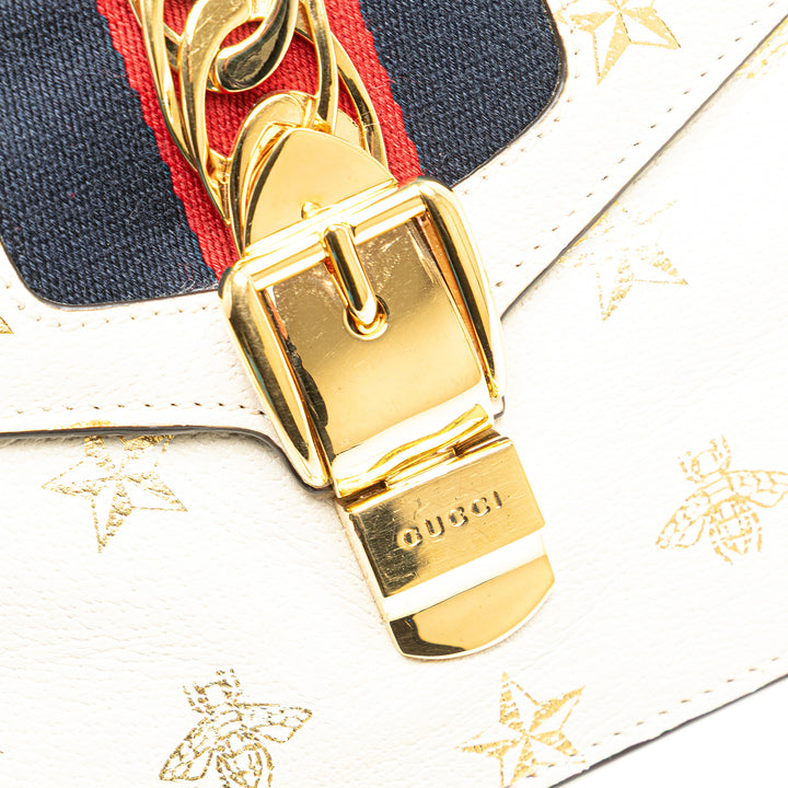 Mini Calfskin Bee Star Sylvie Satchel White - Gaby Paris
