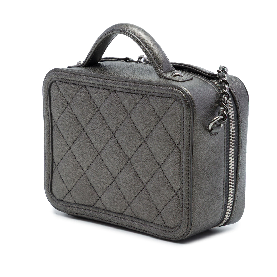 Métallisé CC Filigree Vanity Petit Cuir caviar Gris