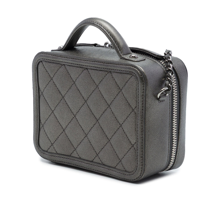 Métallisé CC Filigree Vanity Petit Cuir caviar Gris