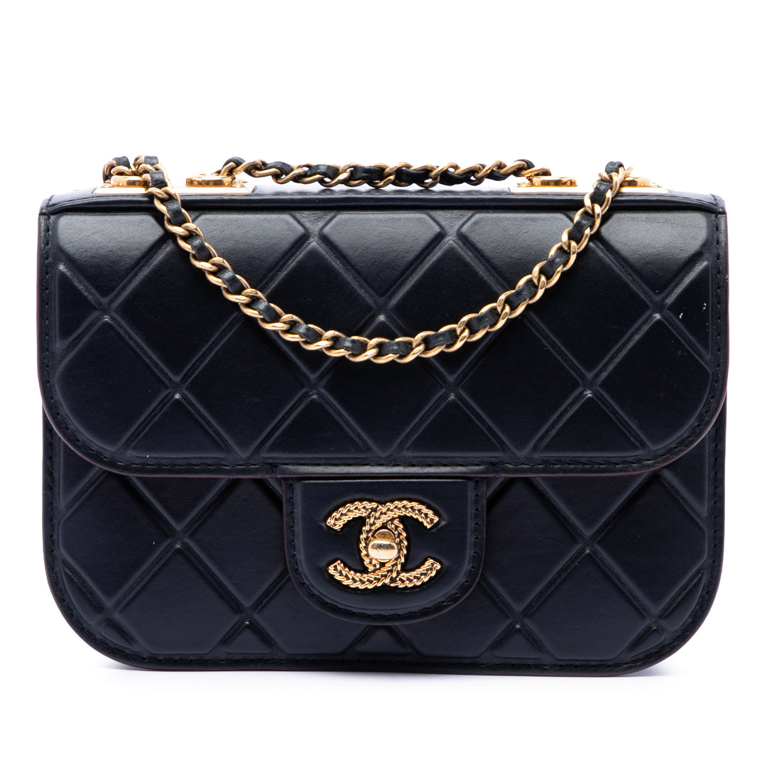 Chanel CC embossé Quilt Rabat simple Cuir de veau