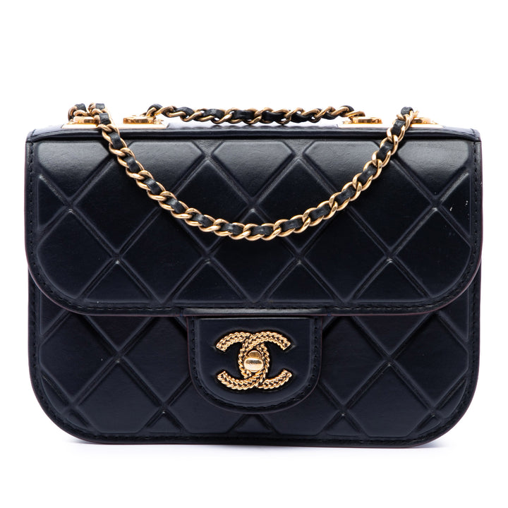 Chanel CC embossé Quilt Rabat simple Cuir de veau