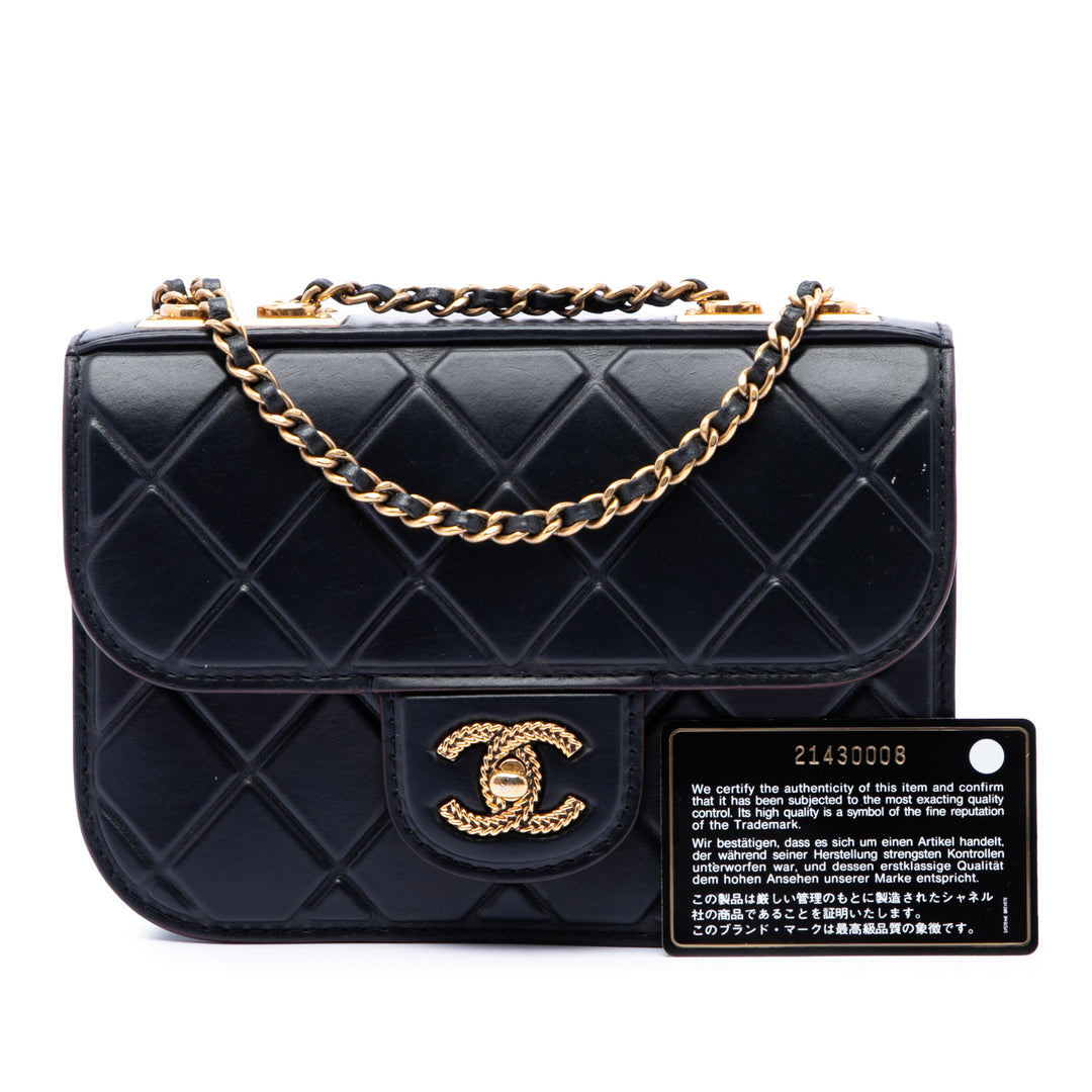Chanel CC embossé Quilt Rabat simple Cuir de veau