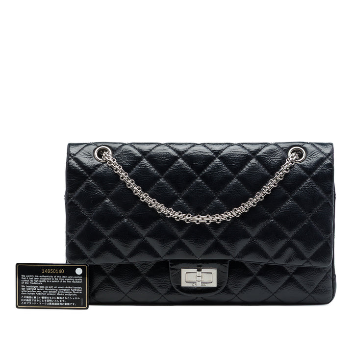 Chanel Sac porté épaule Matelassé vieilli Reissue 2.55 Double rabat 227 Cuir de veau Noir – vue 7 – GABY PARIS