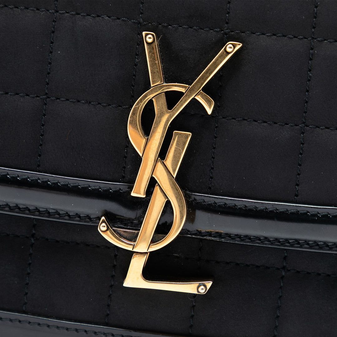 Saint Laurent Small Matelassé Daim Solferino Sac In Boîte
