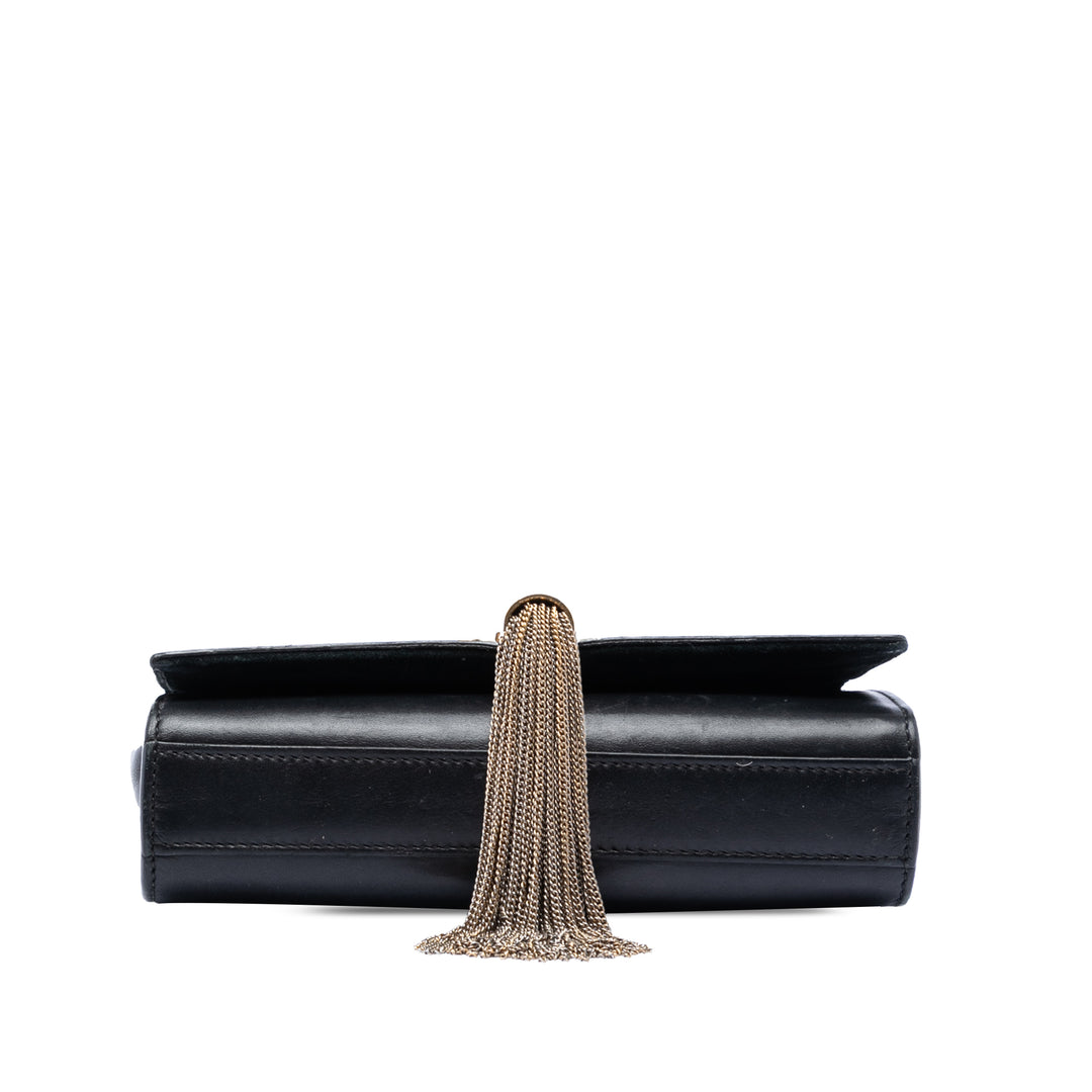 Saint Laurent Small Smooth Cuir de veau Monogram Kate Pompon Sac porté croisé
