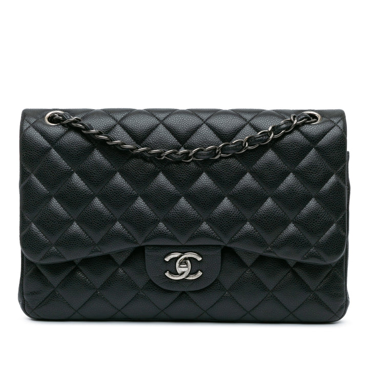Jumbo Classic Caviar Double Flap Black - Gaby Paris