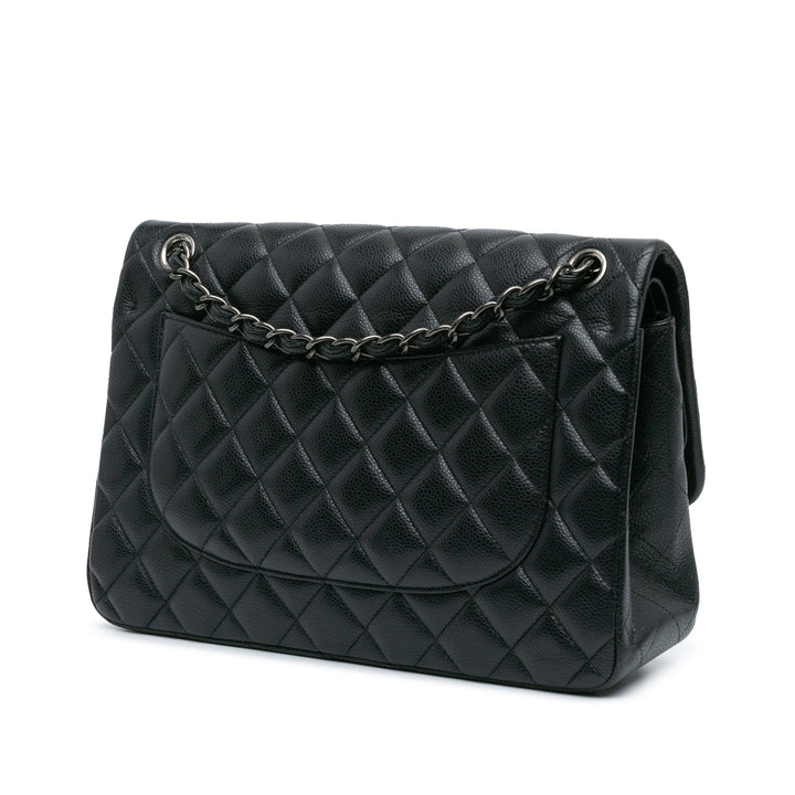 Jumbo Classic Caviar Double Flap Black - Gaby Paris