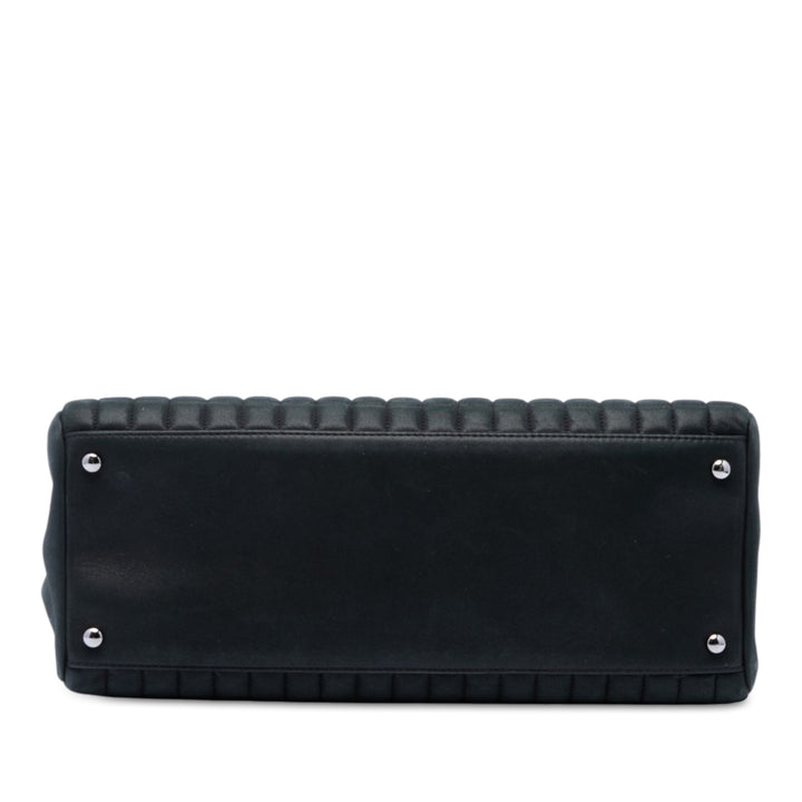 Chanel CC Bubble Quilt Irisé Cabas chaîne Cuir de veau Noir