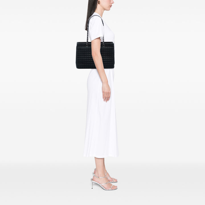 Chanel CC Bubble Quilt Irisé Cabas chaîne Cuir de veau Noir