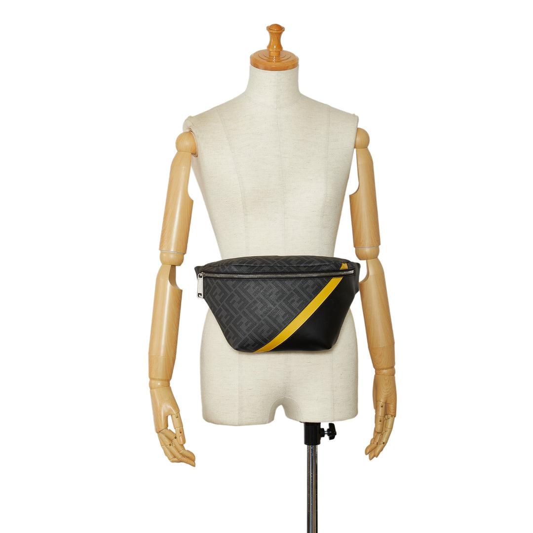 Zucca FF 1974 Diagonal Belt Bag Black - Gaby Paris