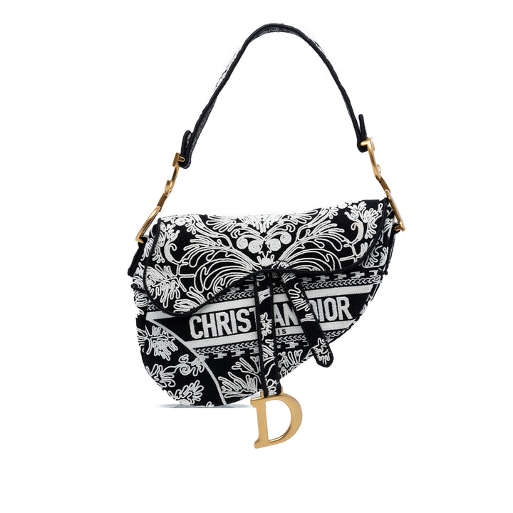 Dior Toile brodé Ornamental Cornely Saddle Sac