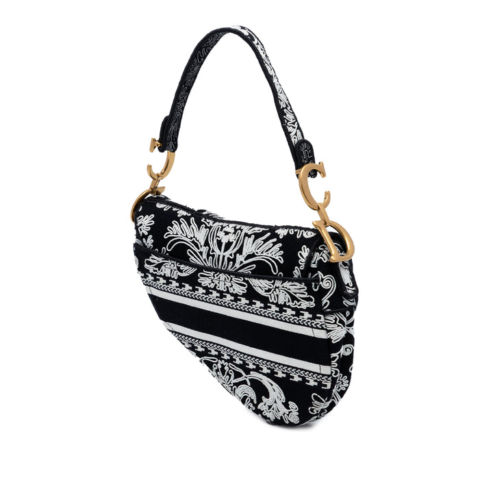 Dior Toile brodé Ornamental Cornely Saddle Sac
