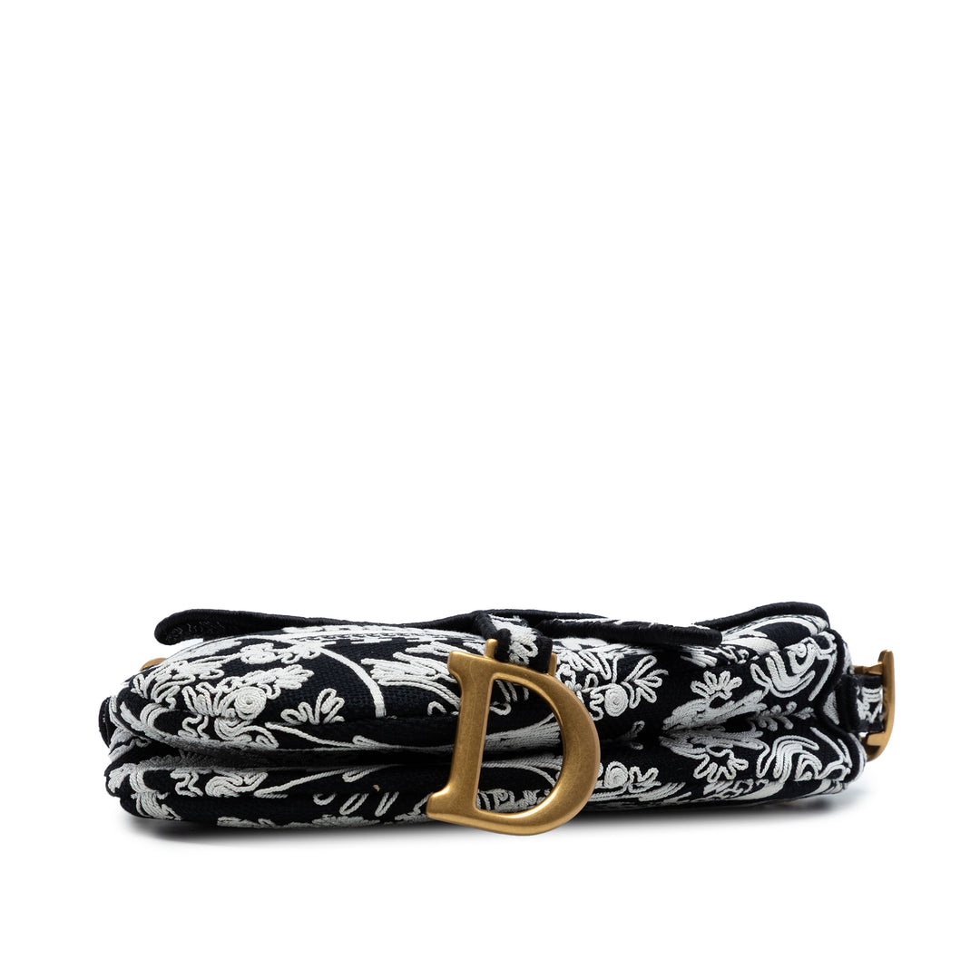 Dior Toile brodé Ornamental Cornely Saddle Sac
