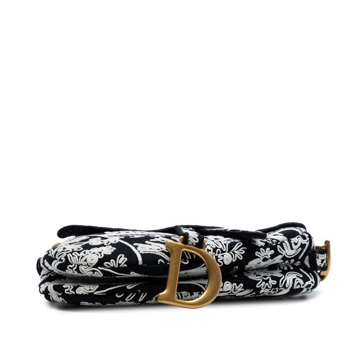 Dior Toile brodé Ornamental Cornely Saddle Sac