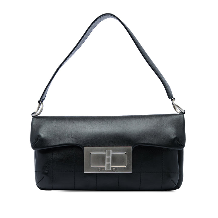 Carré Surpiqué Mademoiselle Sac Cuir de veau Noir