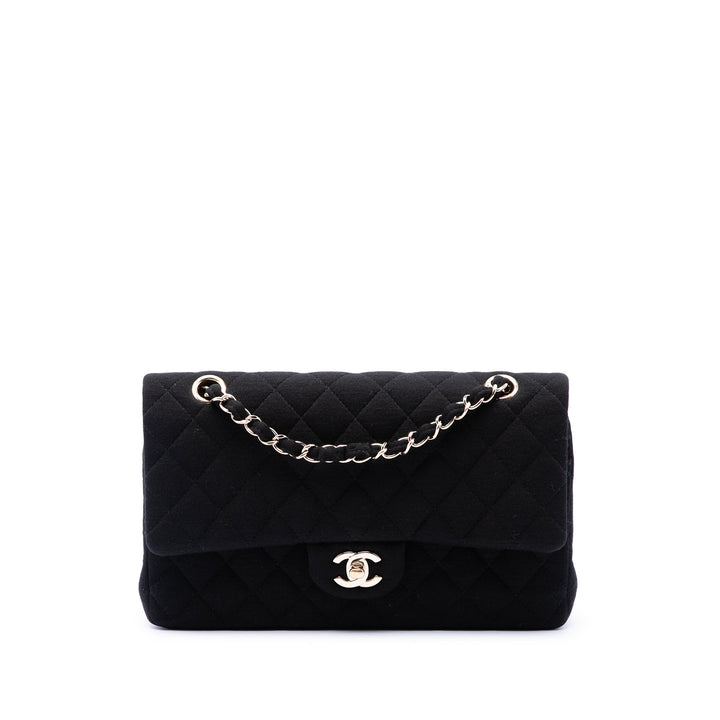 Chanel Sac porté épaule Classic Jersey Double rabat Moyen Noir – vue principale – GABY PARIS
