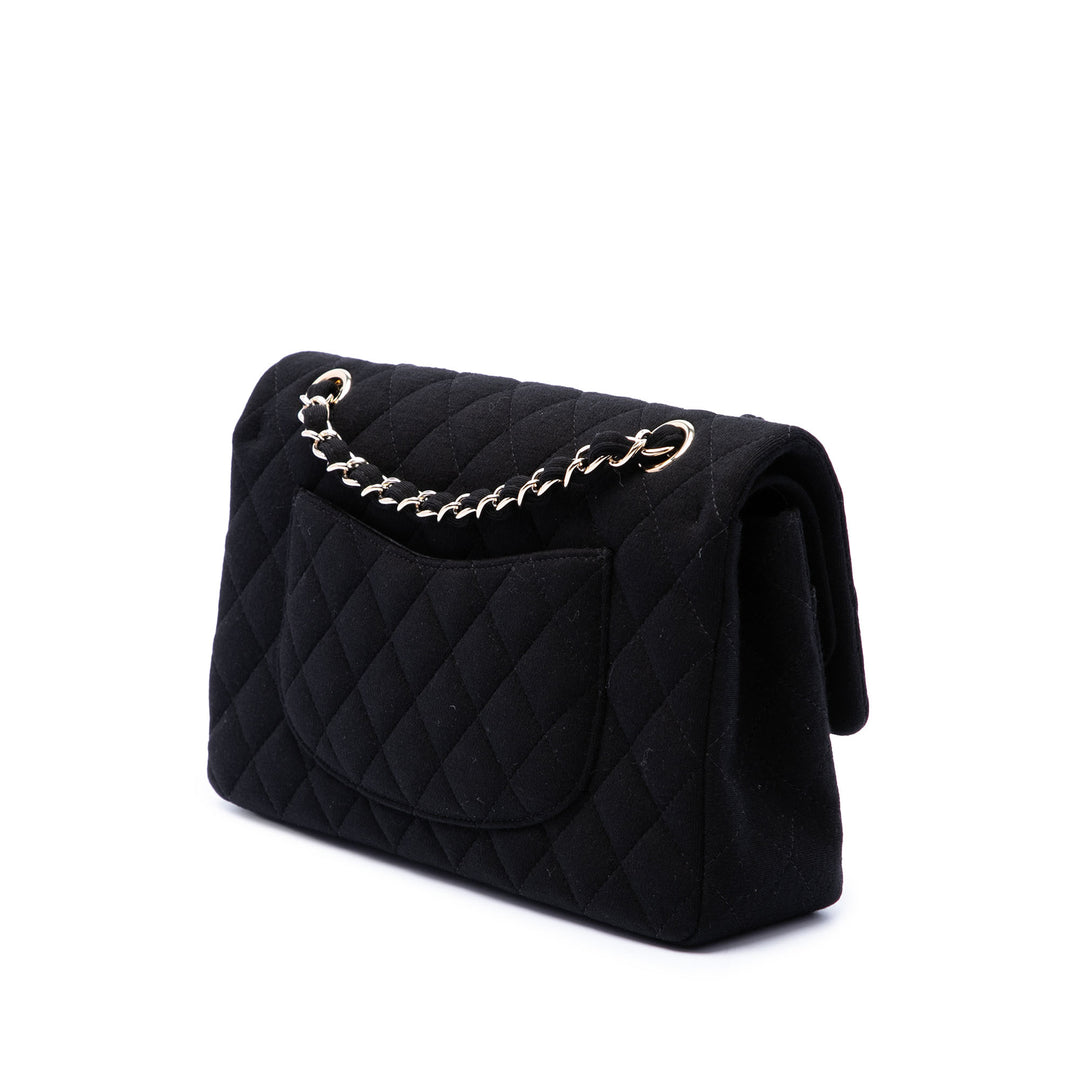 Chanel Sac porté épaule Classic Jersey Double rabat Moyen Noir – vue 2 – GABY PARIS