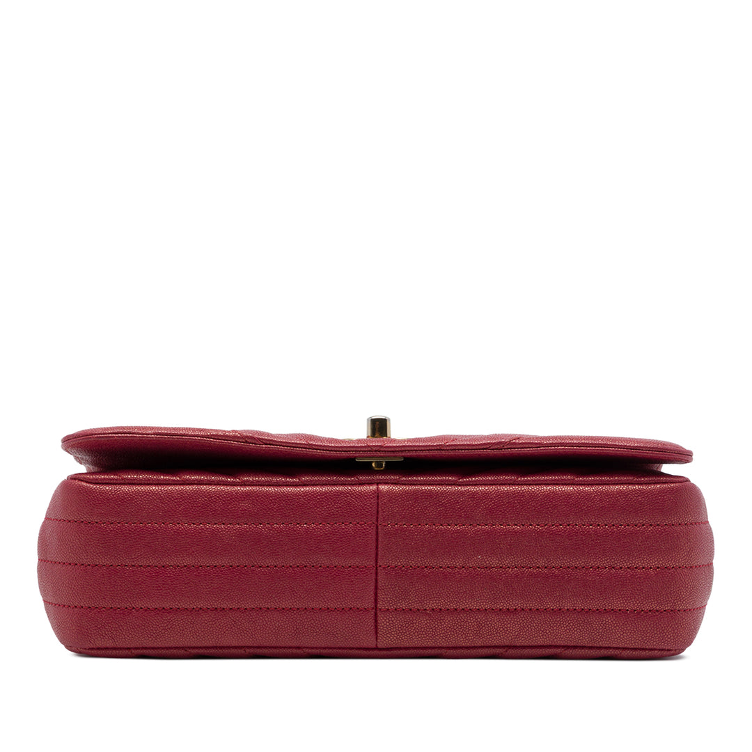 Chanel Chevron Irisé Statement à rabat Moyen Cuir caviar Rouge – vue 3 – GABY PARIS