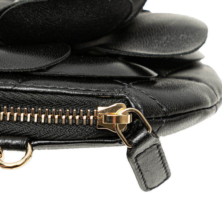 Mini CC Lambskin Camellia Bouquet Round Clutch on Chain Black - Gaby Paris