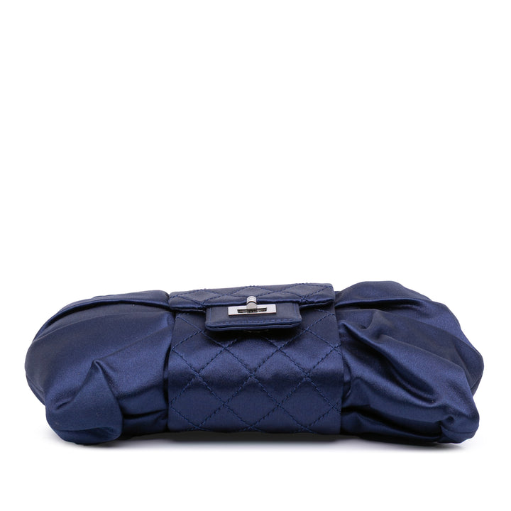 CC Satin Bow Clutch with Chain Blue - Gaby Paris