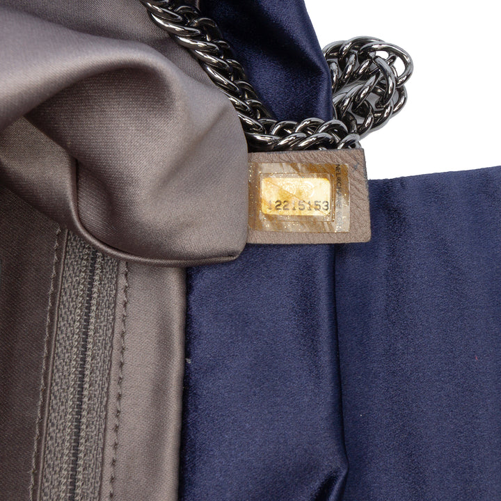 CC Satin Bow Clutch with Chain Blue - Gaby Paris