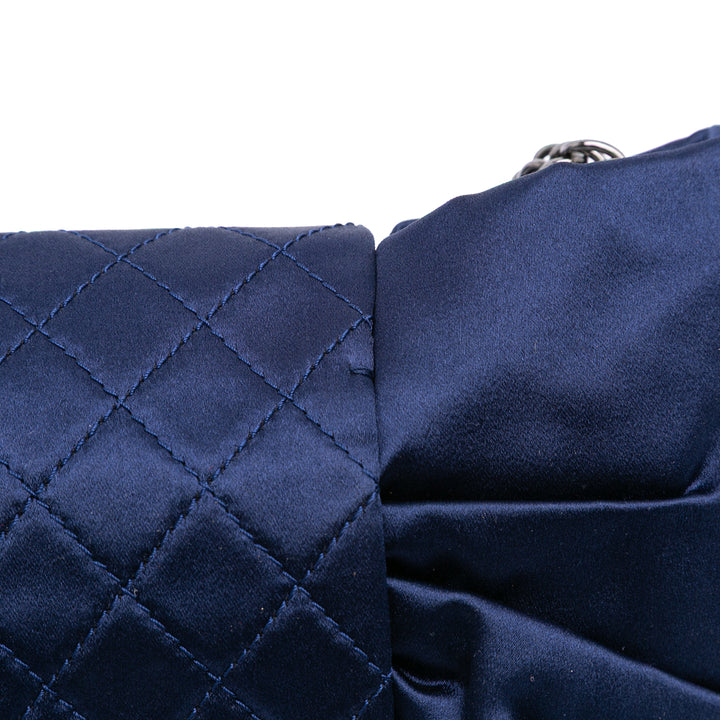 CC Satin Bow Clutch with Chain Blue - Gaby Paris