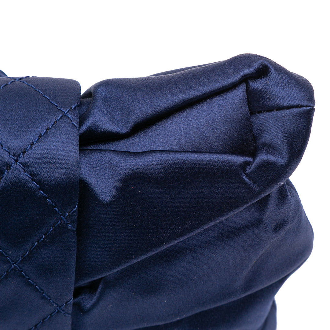 CC Satin Bow Clutch with Chain Blue - Gaby Paris