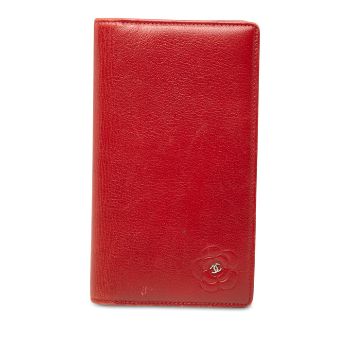 Chanel CC Camellia embossé Portefeuille long Cuir