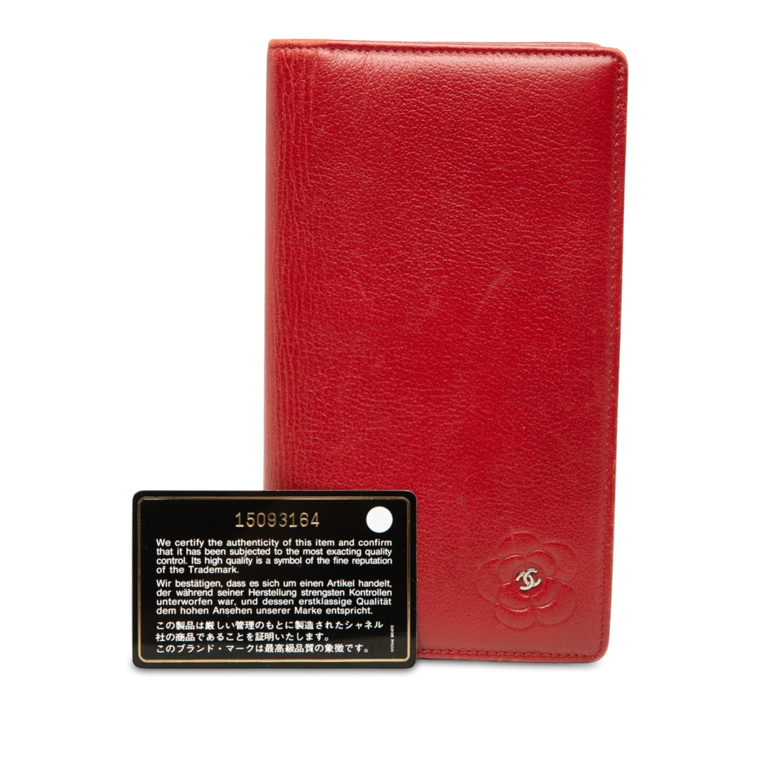 Chanel CC Camellia embossé Portefeuille long Cuir