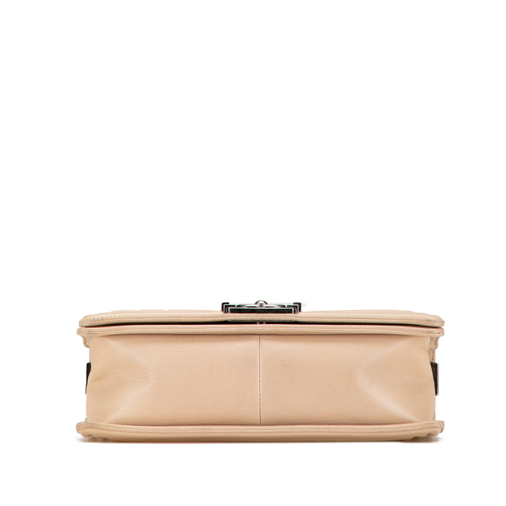 Chanel Old Medium vieilli Cuir de veau Double Stitch Boy à rabat