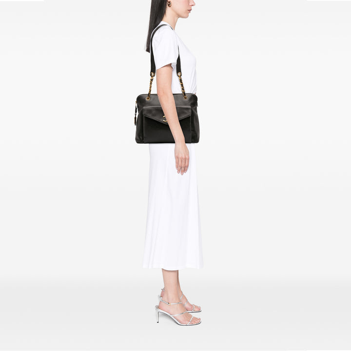 Chanel Caviar Front Pocket Chain Cabas Noir