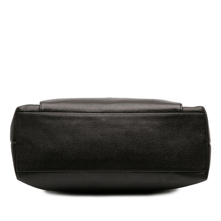 Chanel Caviar Front Pocket Chain Cabas Noir