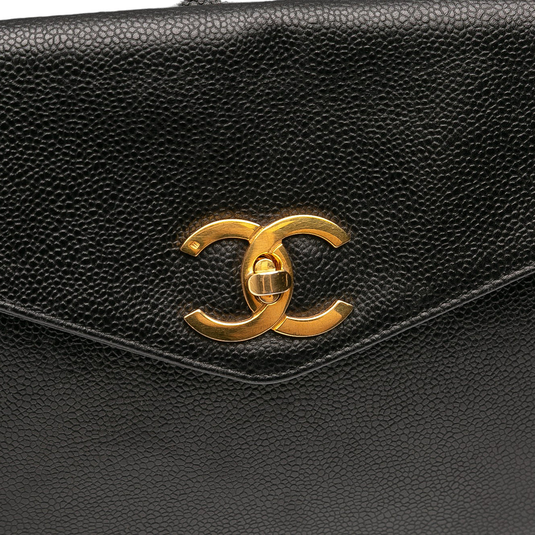 Chanel Caviar Front Pocket Chain Cabas Noir