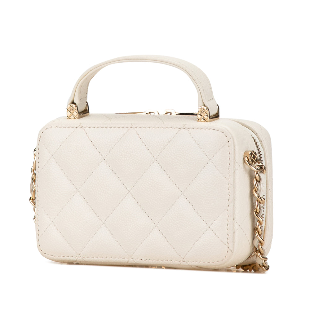 Mini CC Caviar Top Handle Vanity Case White - Gaby Paris