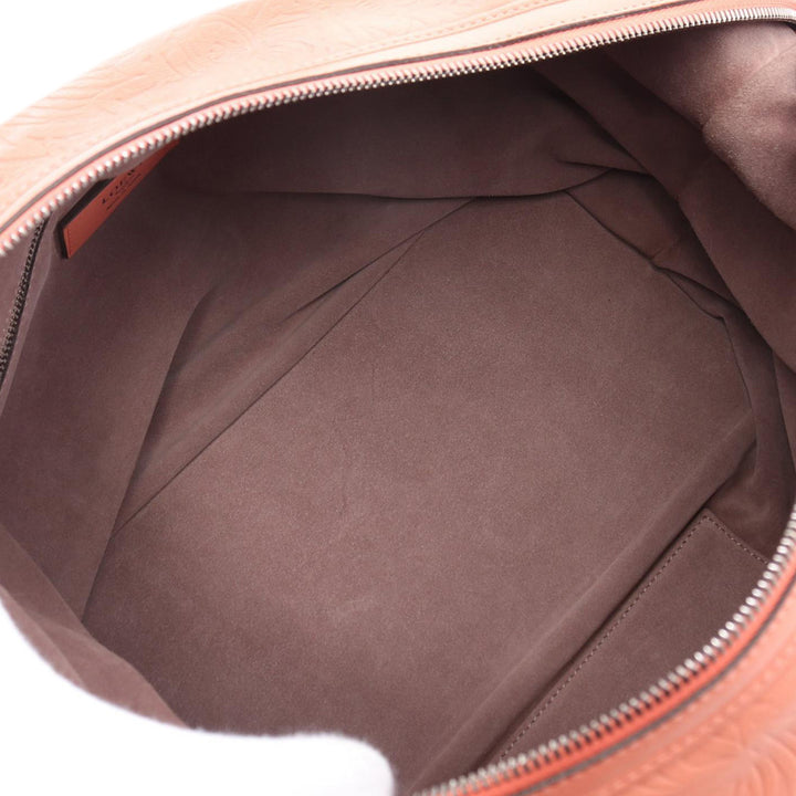 Embossed Leather Anagram Boston Bag Pink - Gaby Paris