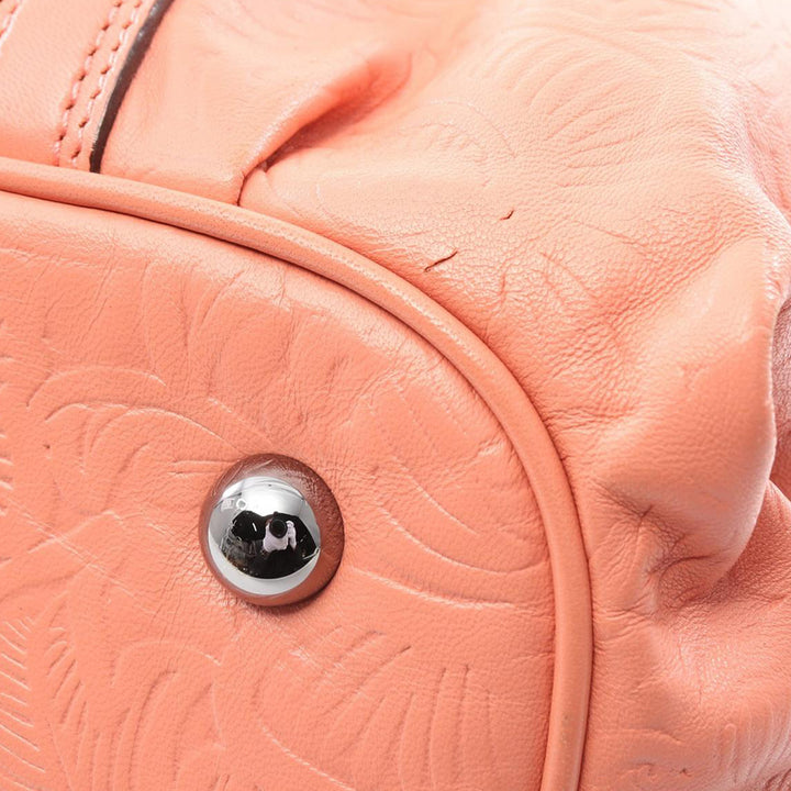Embossed Leather Anagram Boston Bag Pink - Gaby Paris