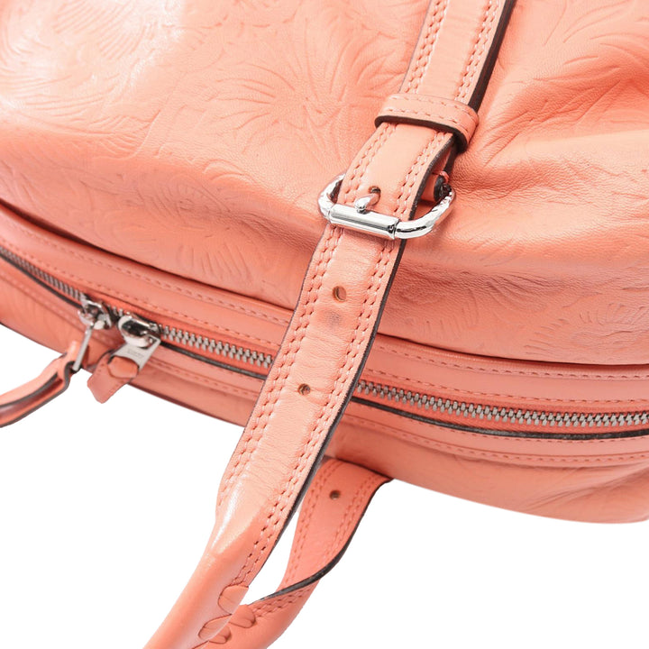 Embossed Leather Anagram Boston Bag Pink - Gaby Paris